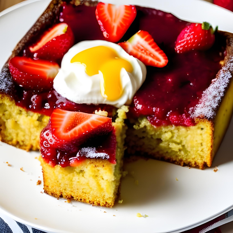 Crunchy Polenta Cake with Strawberries with Miracle Fruit mberry