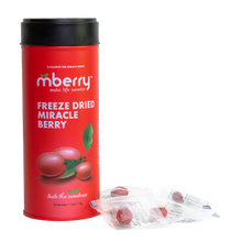 Load image into Gallery viewer, mberry freeze dried miracle berries with the miracle berries in their individually sealed packages
